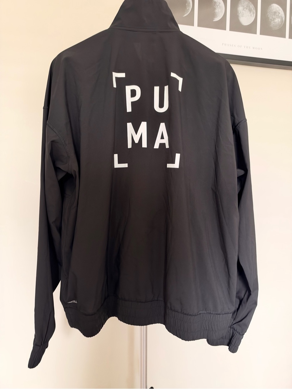 Puma Black Men's Zip-Front Windbreaker with White BrandingXL